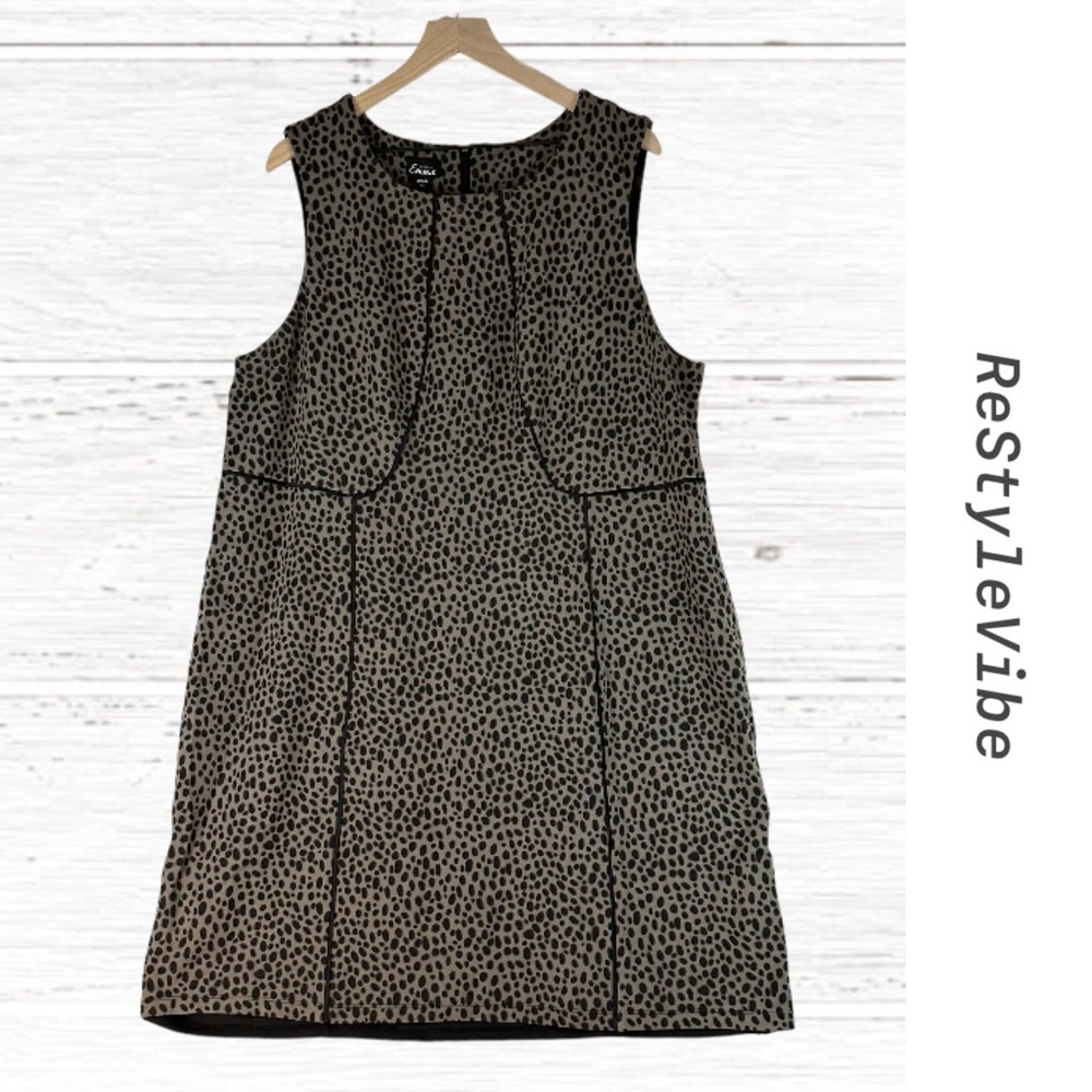 SIMPLY EMMA Women’s Size 3X Dress Stretch Leopard Animal Print Lined Sleeveless